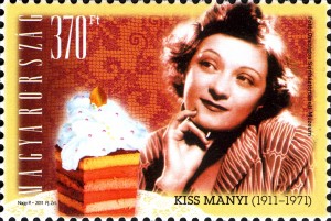 Kiss Manyi születése centenáriumára kiadott magyar postabélyegen