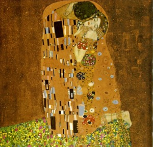 Gustave Klimt: A csók (Der Kuss) 1908 olaj és vászon, Österreichische Galerie, Wien